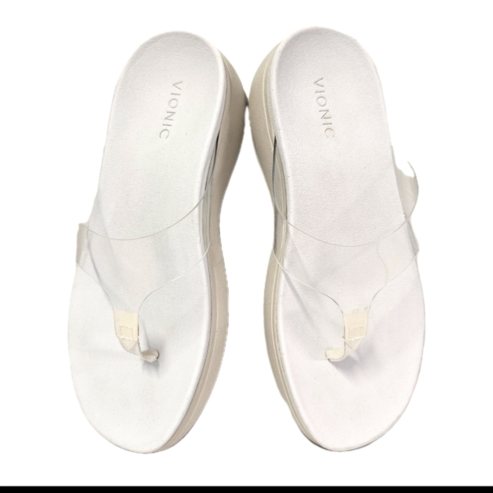 Vionic Women's White Transparent Size 7.5 Minimal Luminous Thong Slipper Sandals